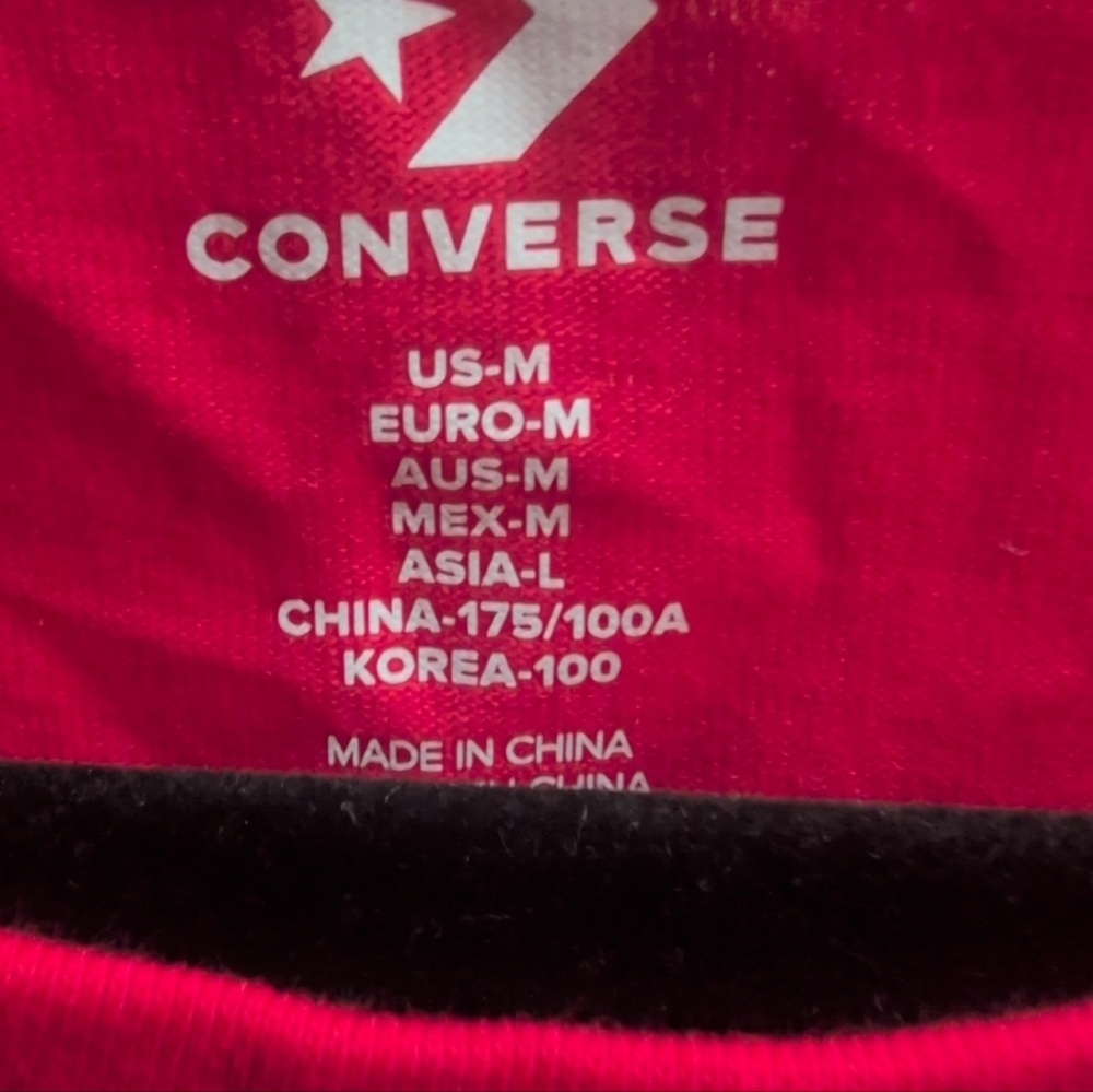 Men's Converse Red Graphic Tee with Sneaker Print Size M - Picture 2 of 3